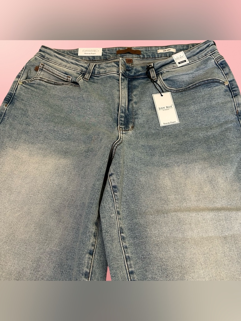 NWT! JUDY BLUE,WIDE CROP MED. BLUE JEANS IN PLUS SIZE 18W. MID RISE,FINISHED HEM - Picture 15 of 16